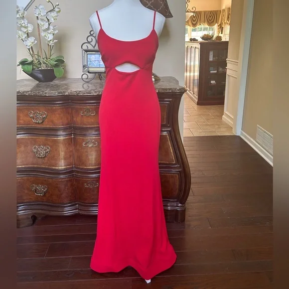 Betsy & Adam | Dresses | Betsy Adam Womens Crepe Cutout Evening Dress Red |  Poshmark